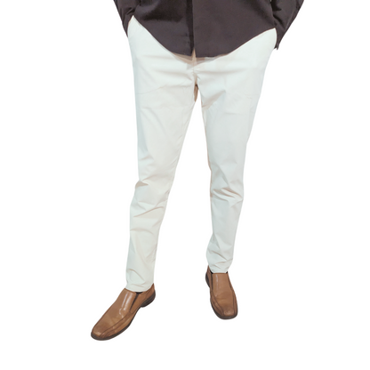 Sand colored pants with brown shoes